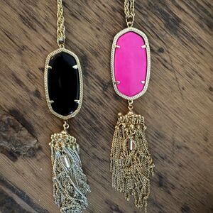 2 Kendra Scott Elle Tassel 16” Necklaces; Barbie Pink and Black